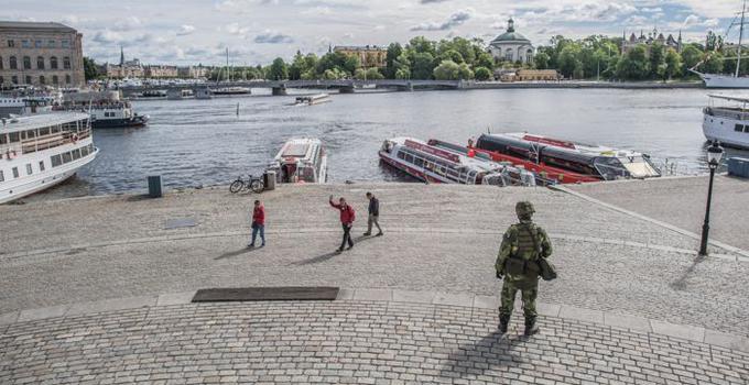 Hemvärnssoldat i Stockholm.