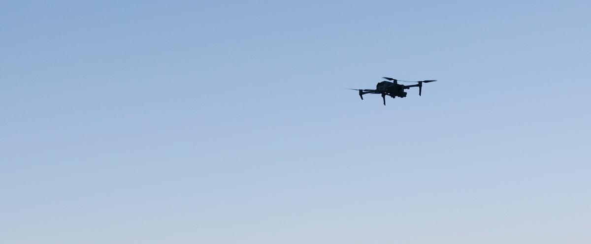 A drone in the sky.