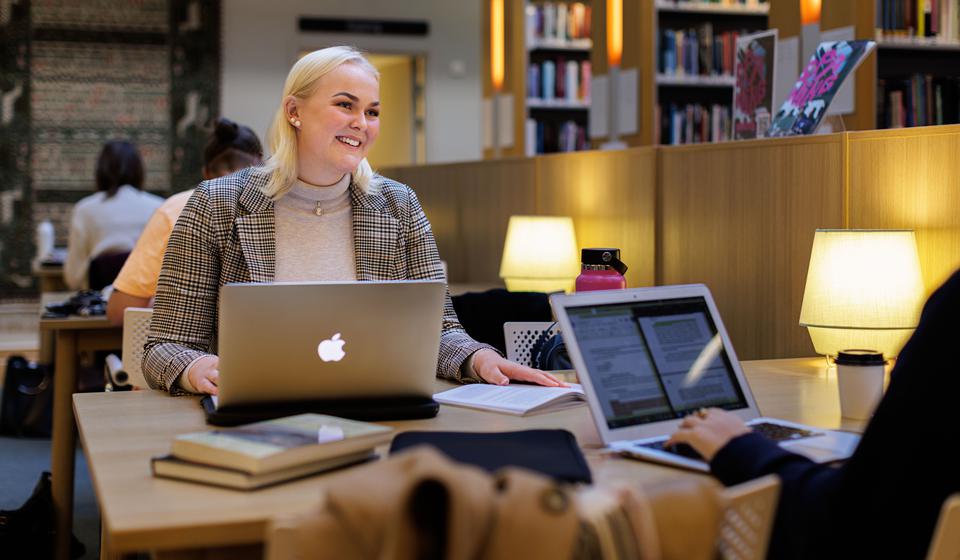 Students in the library.