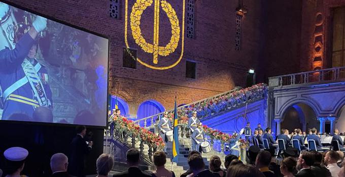 Stockholms stadshus vid FHS akademiska högtid 2024. 