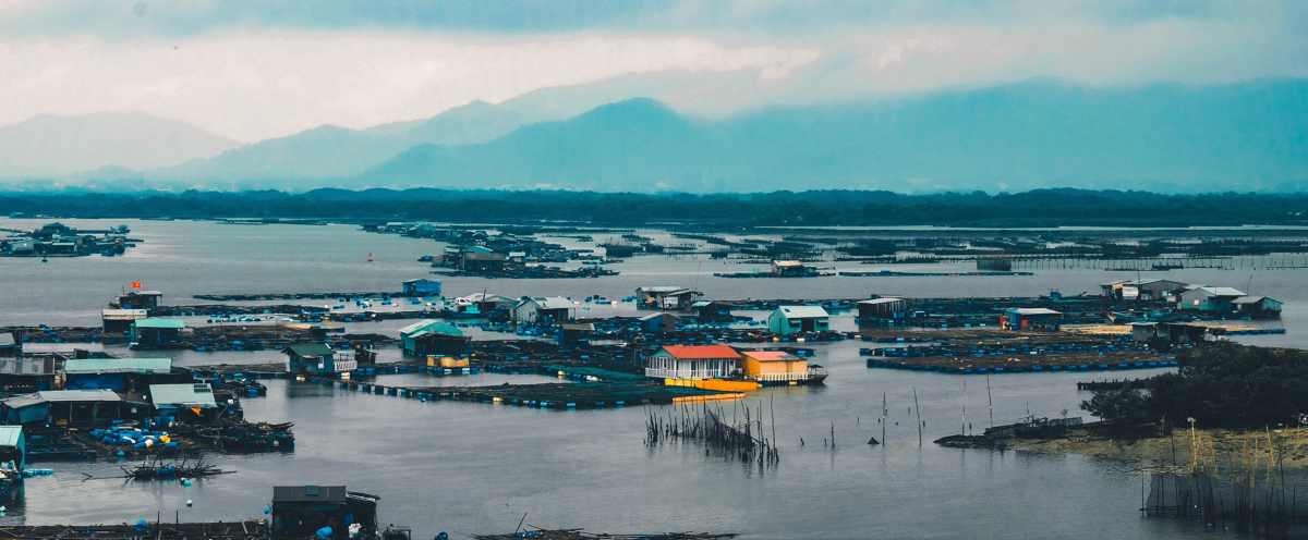 A flooded village in Asia.